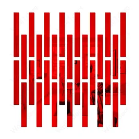 Wall1ders 30 Pcs Mirror Wall Stickers Striped Design Mirror Art Tile Decal Decoration DIY Self Adhesive Wall Line Border Acrylic Mirror for Home Living Room Bedroom Décor - (Red)