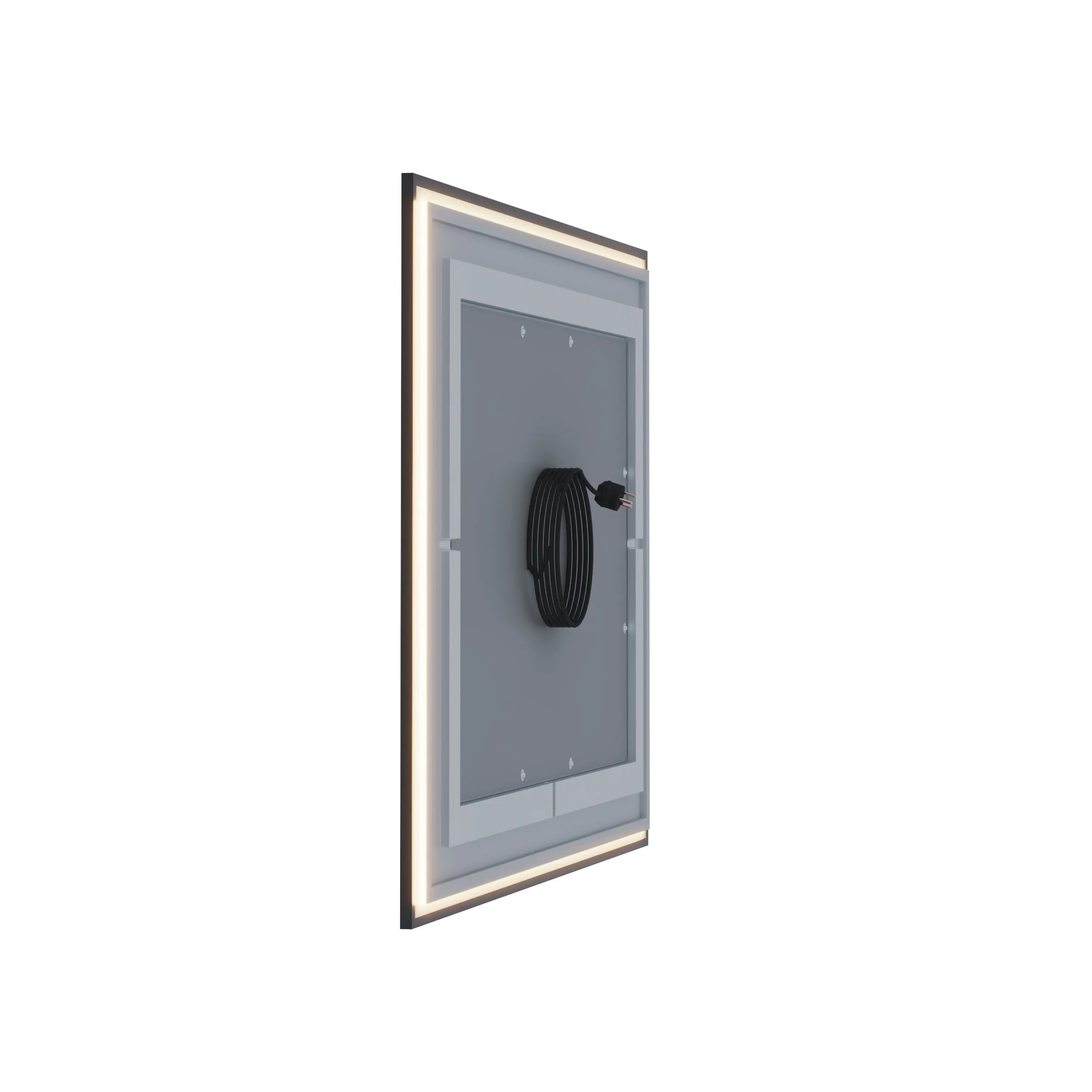 Waterpar® 55 in. W x 30 in. H Rectangular Framed Anti-Fog LED Wall Bathroom Vanity Mirror in Black with Backlit and Front Light