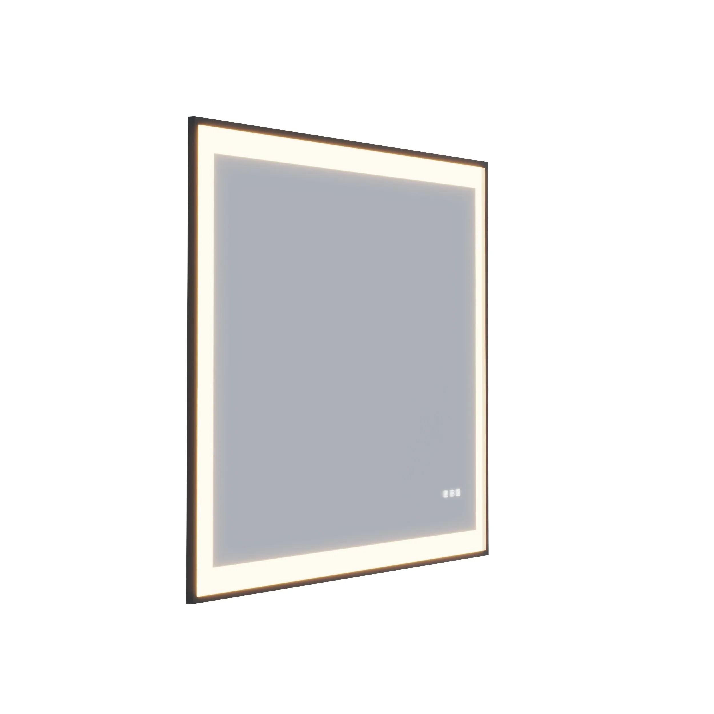 Waterpar® 55 in. W x 30 in. H Rectangular Framed Anti-Fog LED Wall Bathroom Vanity Mirror in Black with Backlit and Front Light