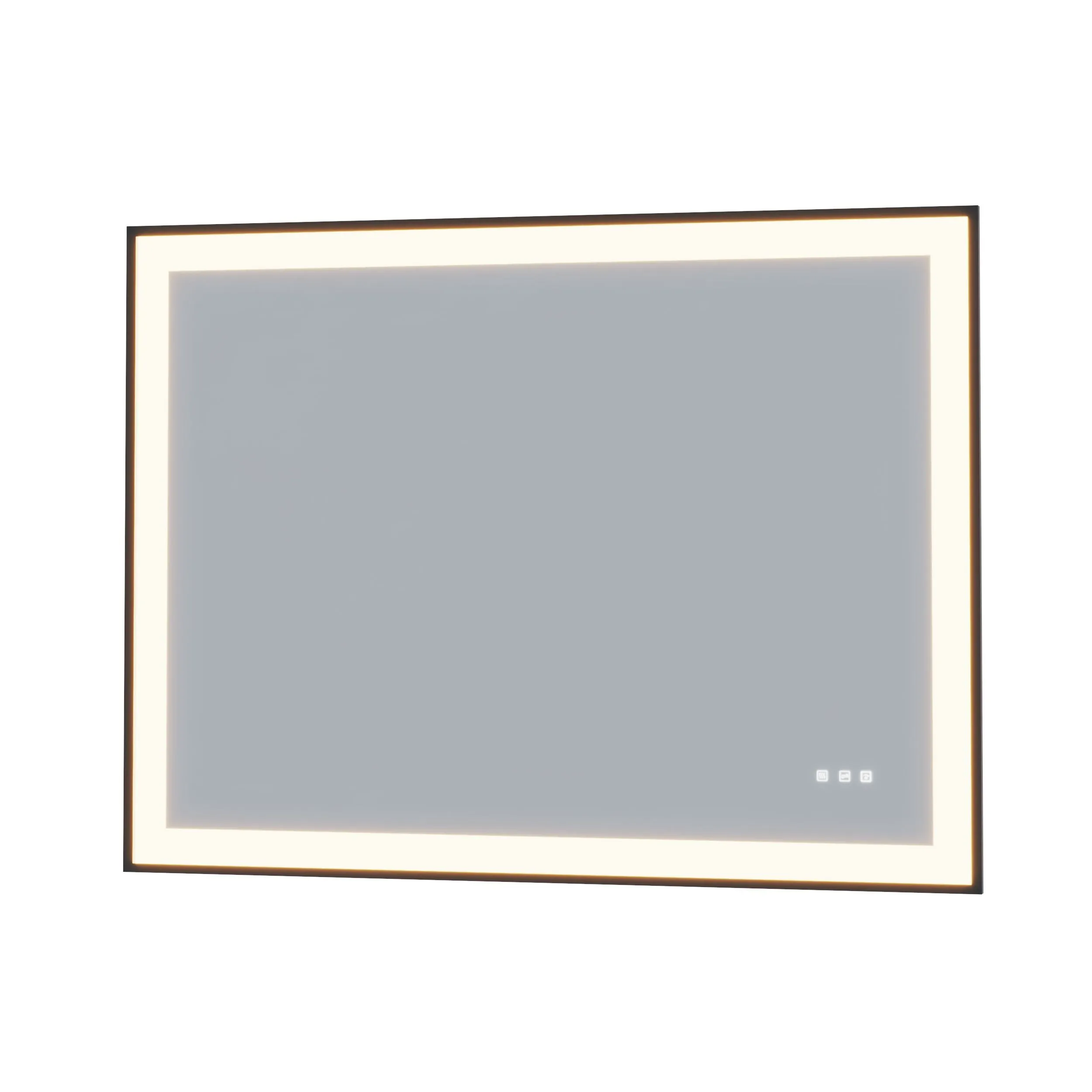 Waterpar® 60 in. W x 28 in. H Rectangular Framed Anti-Fog LED Wall Bathroom Vanity Mirror in Black with Backlit and Front Light