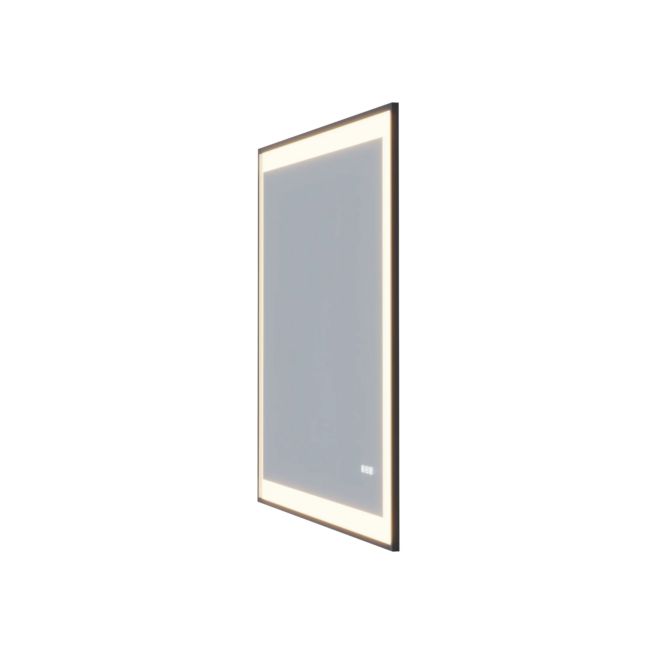 Waterpar® 60 in. W x 28 in. H Rectangular Framed Anti-Fog LED Wall Bathroom Vanity Mirror in Black with Backlit and Front Light