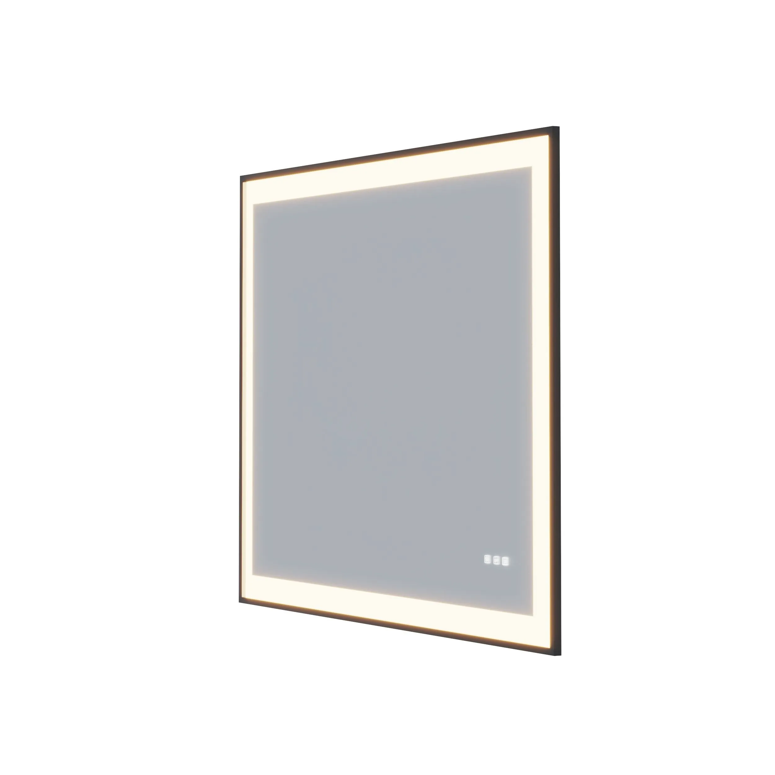 Waterpar® 60 in. W x 28 in. H Rectangular Framed Anti-Fog LED Wall Bathroom Vanity Mirror in Black with Backlit and Front Light
