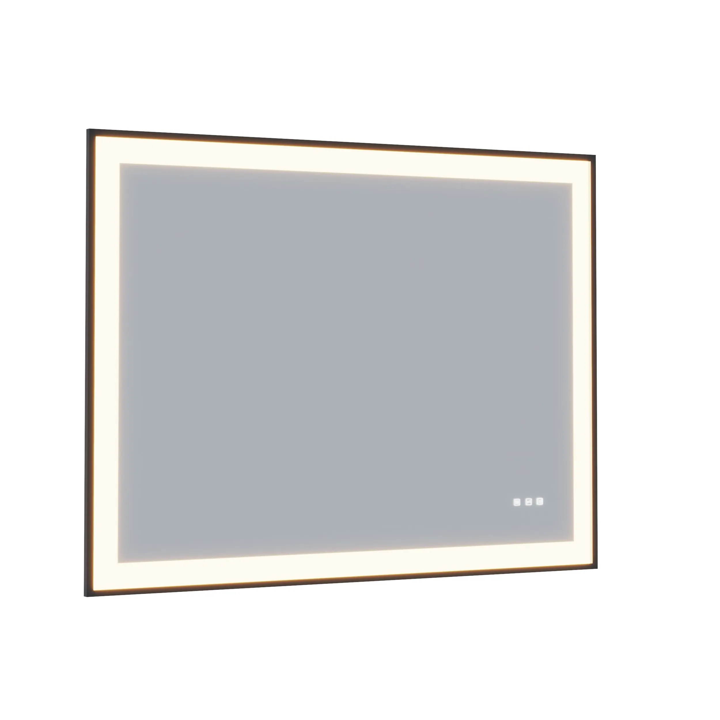 Waterpar® 60 in. W x 36 in. H Rectangular Framed Anti-Fog LED Wall Bathroom Vanity Mirror in Black with Backlit and Front Light