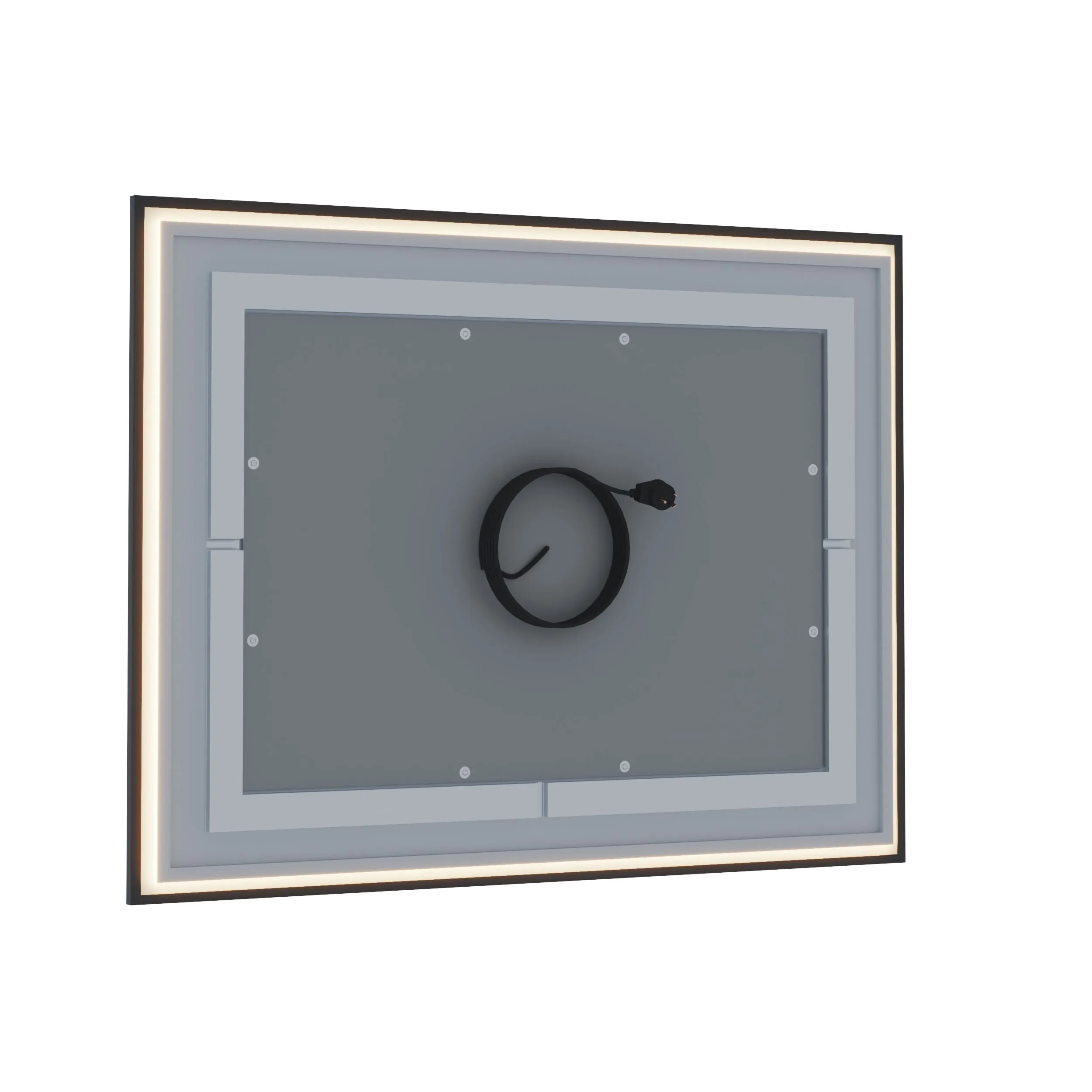 Waterpar® 60 in. W x 36 in. H Rectangular Framed Anti-Fog LED Wall Bathroom Vanity Mirror in Black with Backlit and Front Light