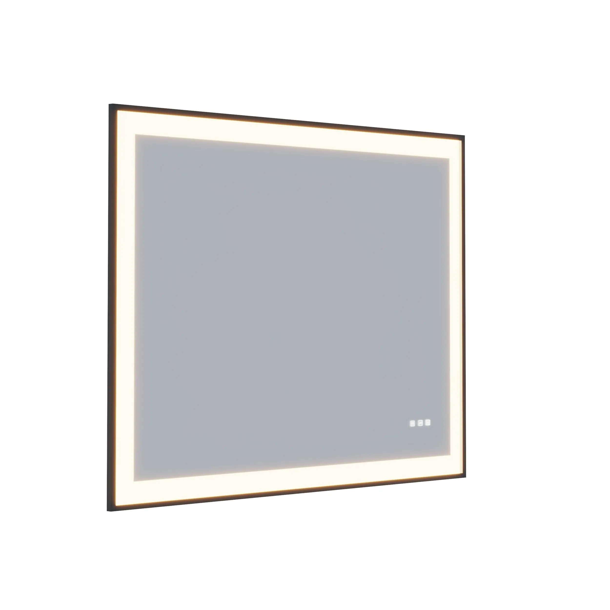 Waterpar® 72 in. W x 32 in. H Rectangular Framed Anti-Fog LED Wall Bathroom Vanity Mirror in Black with Backlit and Front Light
