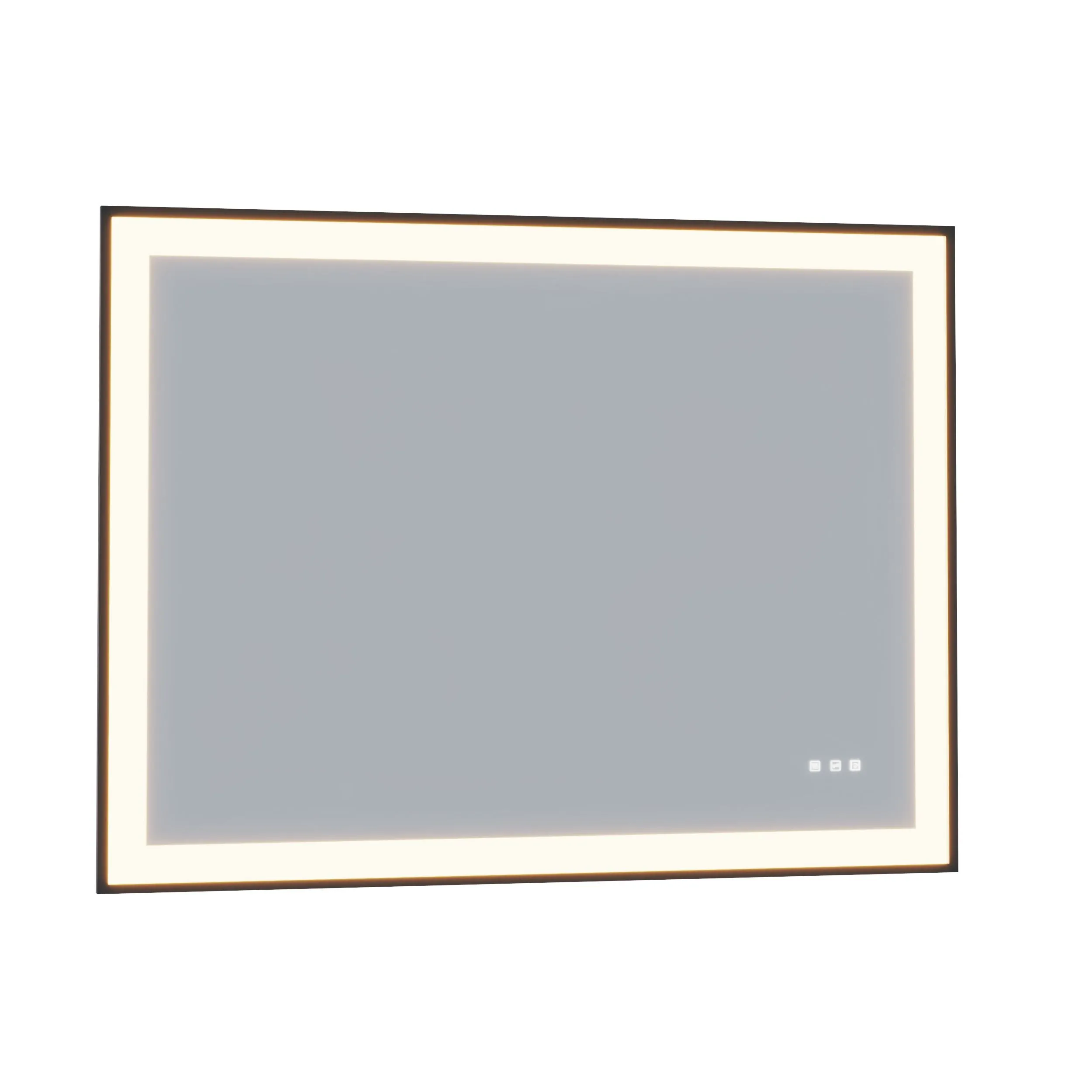 Waterpar® 72 in. W x 32 in. H Rectangular Framed Anti-Fog LED Wall Bathroom Vanity Mirror in Black with Backlit and Front Light