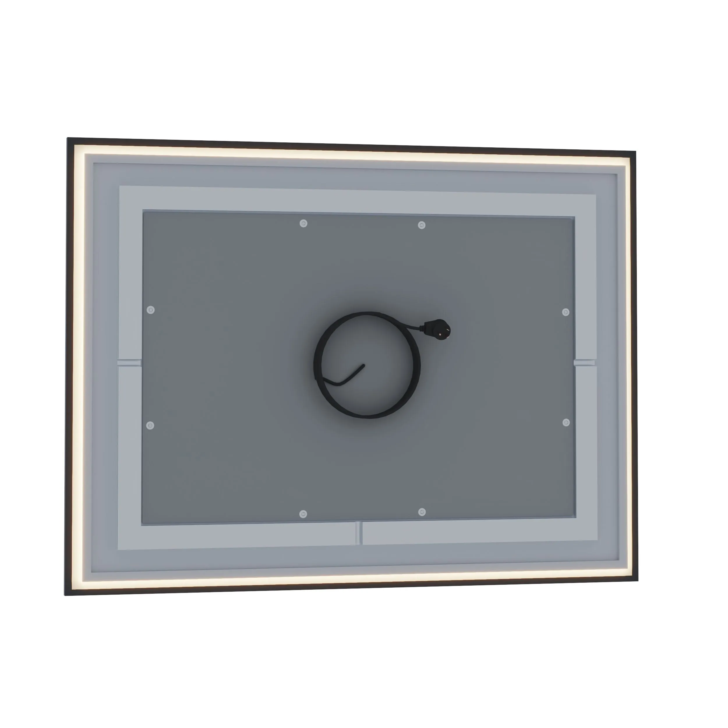 Waterpar® 72 in. W x 32 in. H Rectangular Framed Anti-Fog LED Wall Bathroom Vanity Mirror in Black with Backlit and Front Light