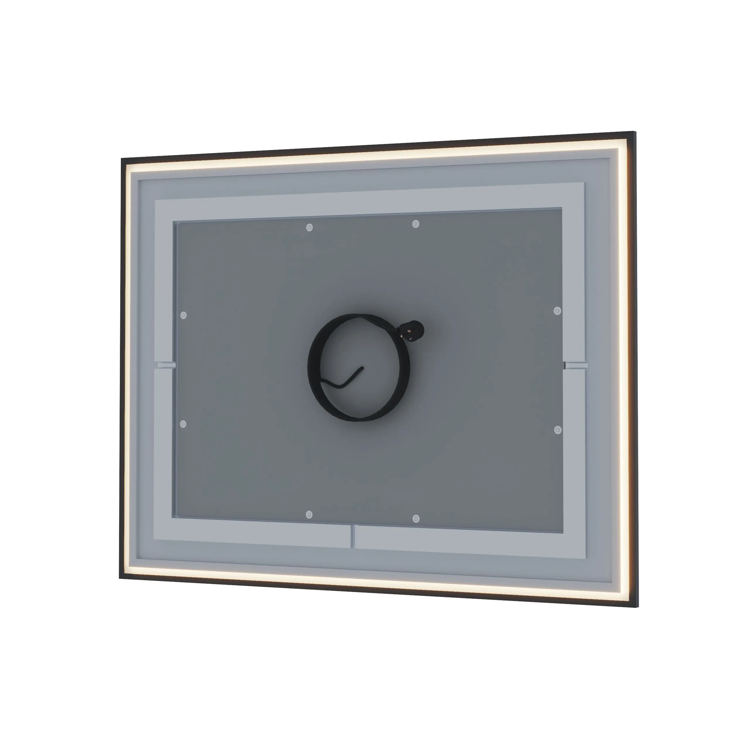 Waterpar® 72 in. W x 32 in. H Rectangular Framed Anti-Fog LED Wall Bathroom Vanity Mirror in Black with Backlit and Front Light