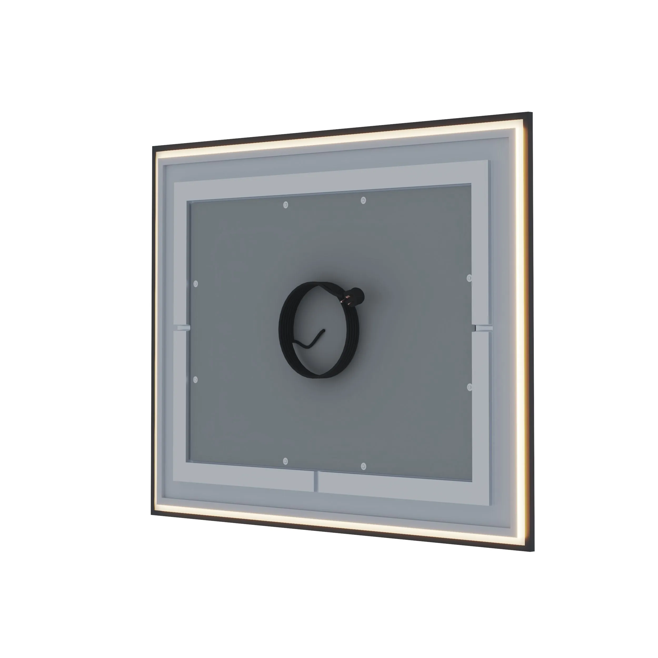 Waterpar® 72 in. W x 32 in. H Rectangular Framed Anti-Fog LED Wall Bathroom Vanity Mirror in Black with Backlit and Front Light