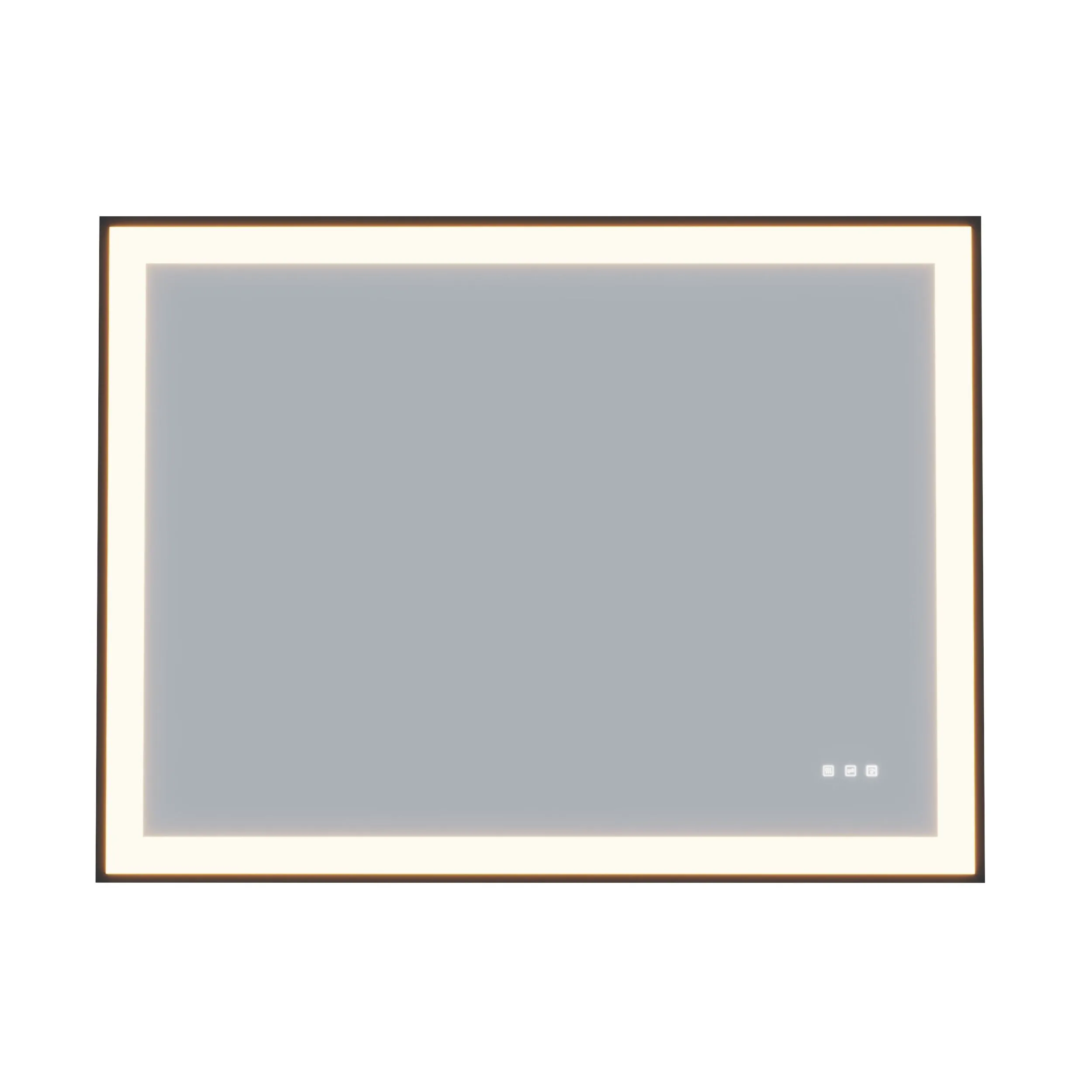 Waterpar® 72 in. W x 32 in. H Rectangular Framed Anti-Fog LED Wall Bathroom Vanity Mirror in Black with Backlit and Front Light