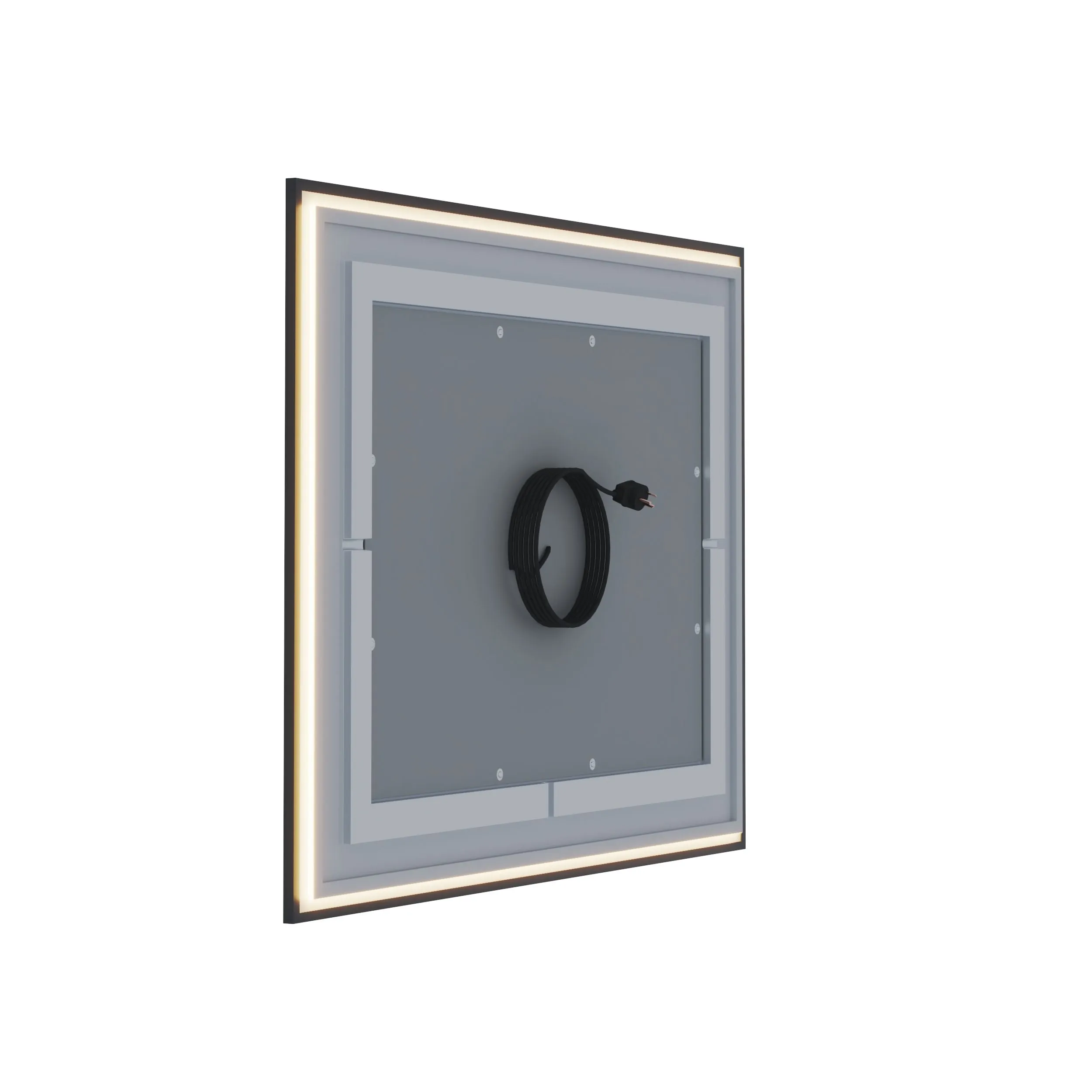 Waterpar® 72 in. W x 32 in. H Rectangular Framed Anti-Fog LED Wall Bathroom Vanity Mirror in Black with Backlit and Front Light