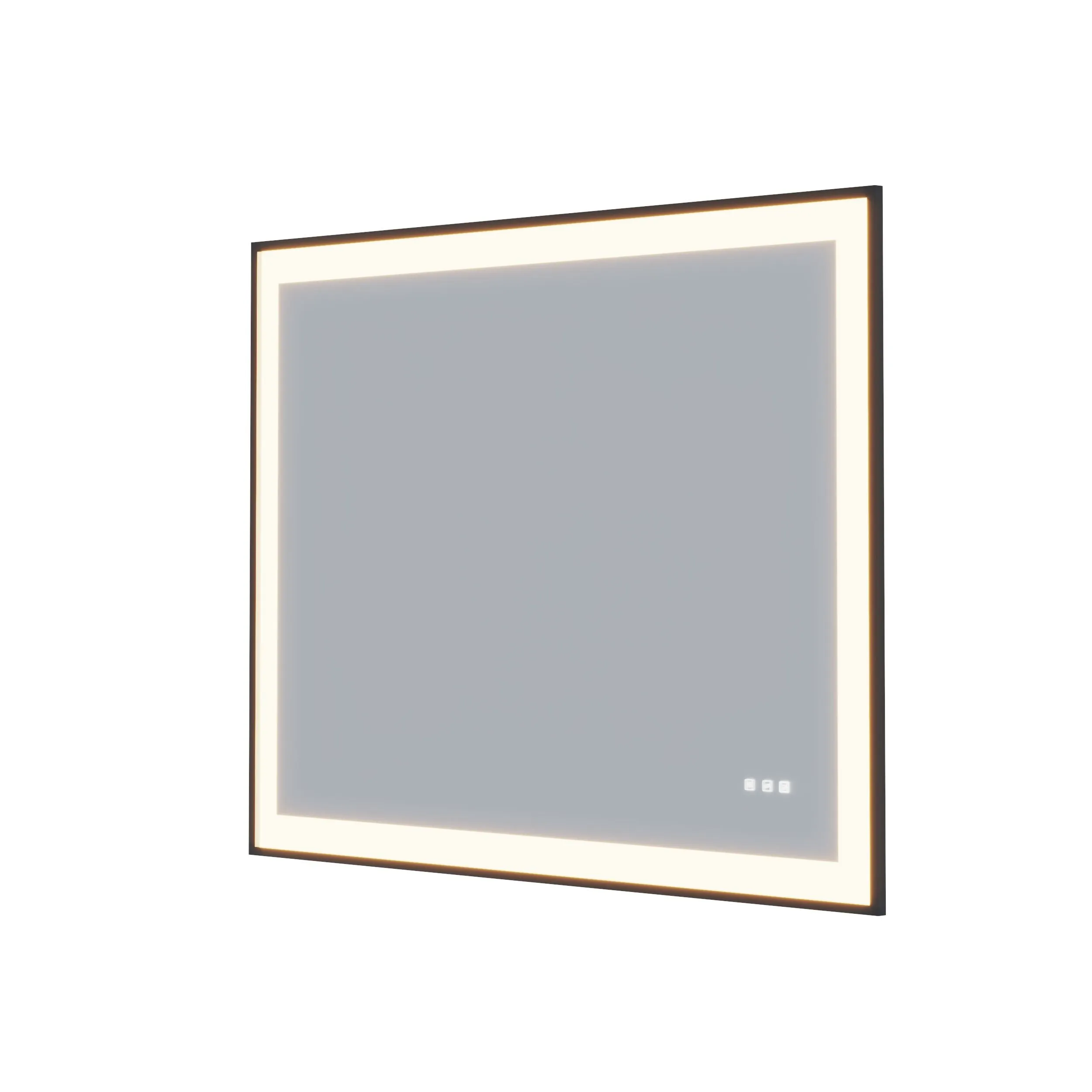 Waterpar® 72 in. W x 32 in. H Rectangular Framed Anti-Fog LED Wall Bathroom Vanity Mirror in Black with Backlit and Front Light