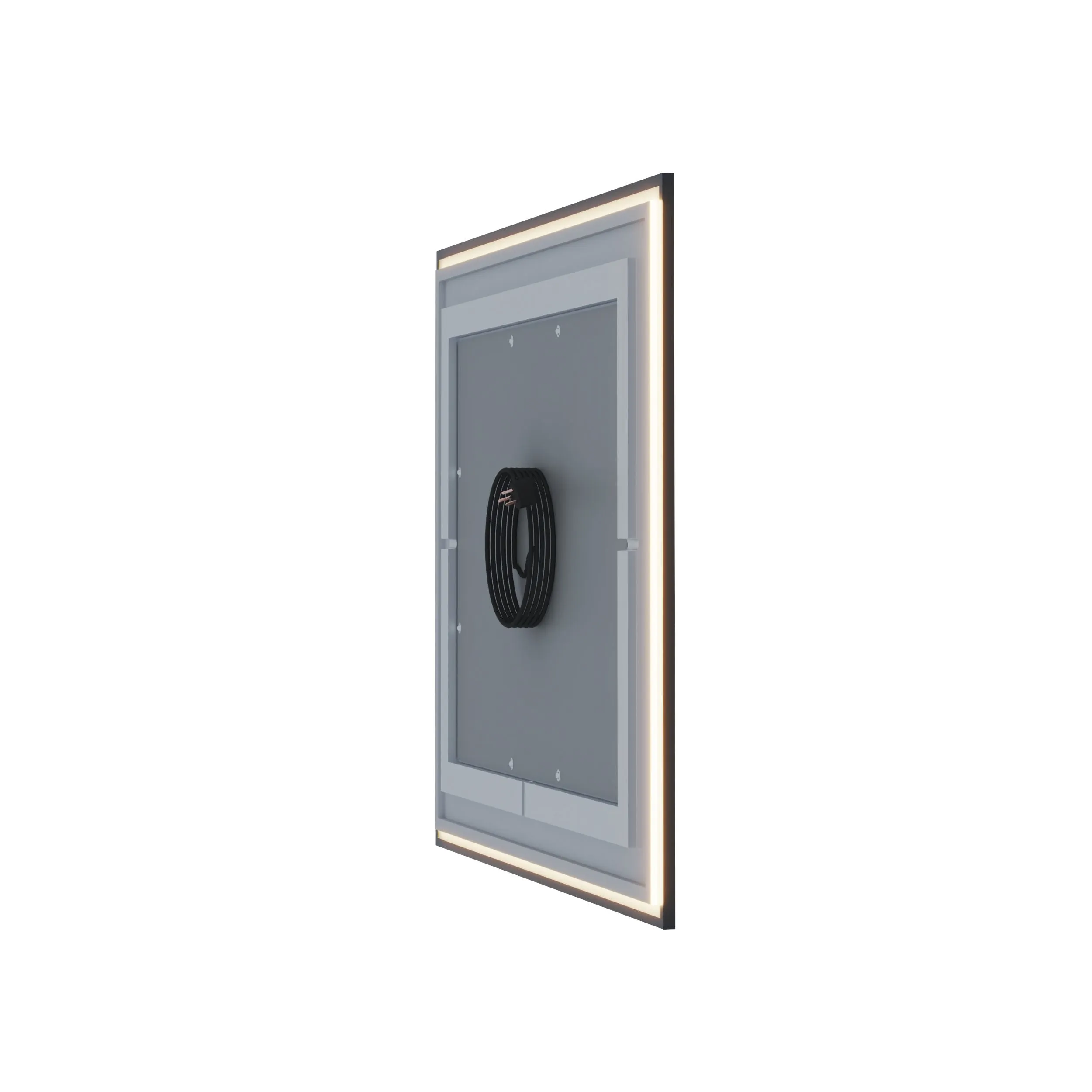 Waterpar® 72 in. W x 32 in. H Rectangular Framed Anti-Fog LED Wall Bathroom Vanity Mirror in Black with Backlit and Front Light