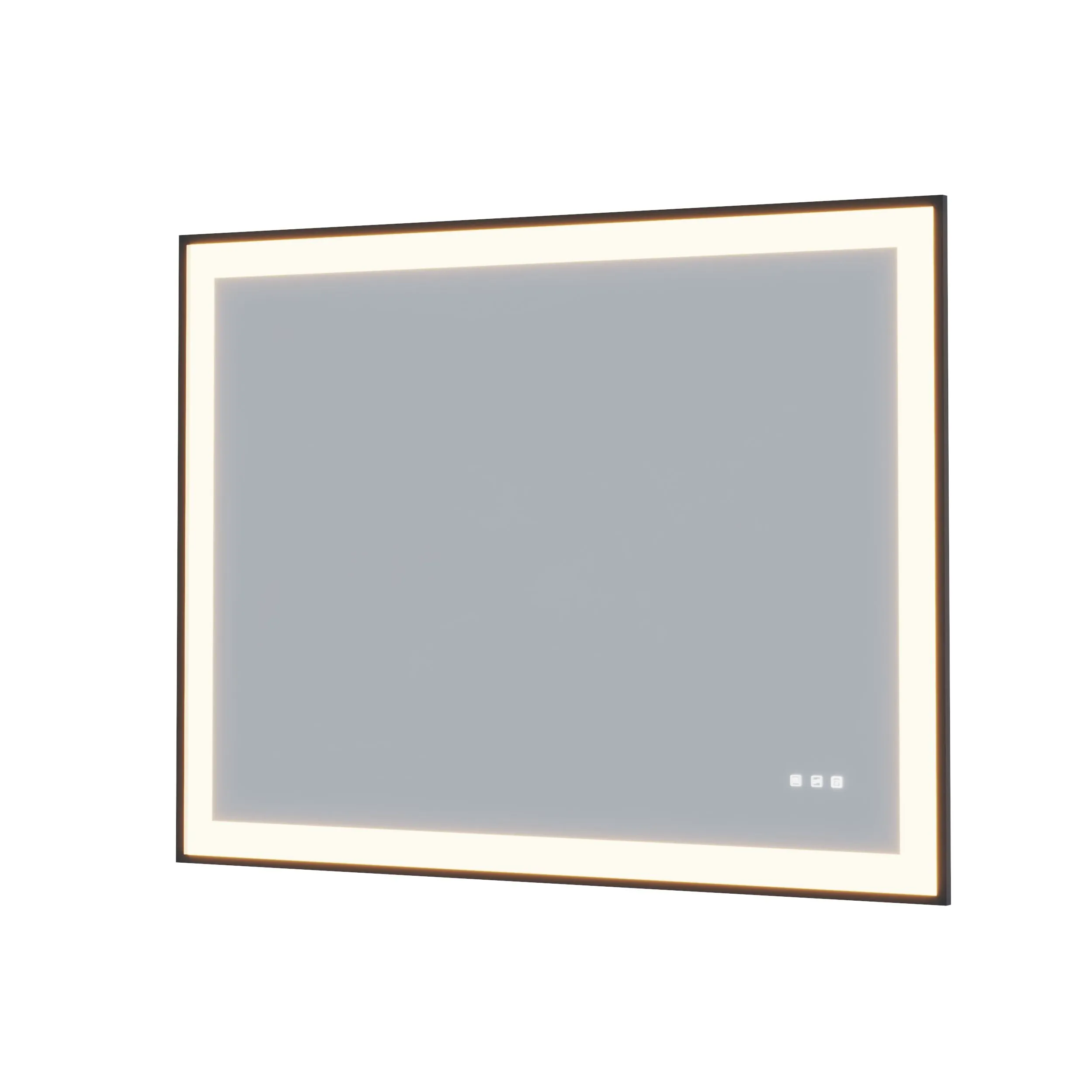 Waterpar® 72 in. W x 32 in. H Rectangular Framed Anti-Fog LED Wall Bathroom Vanity Mirror in Black with Backlit and Front Light