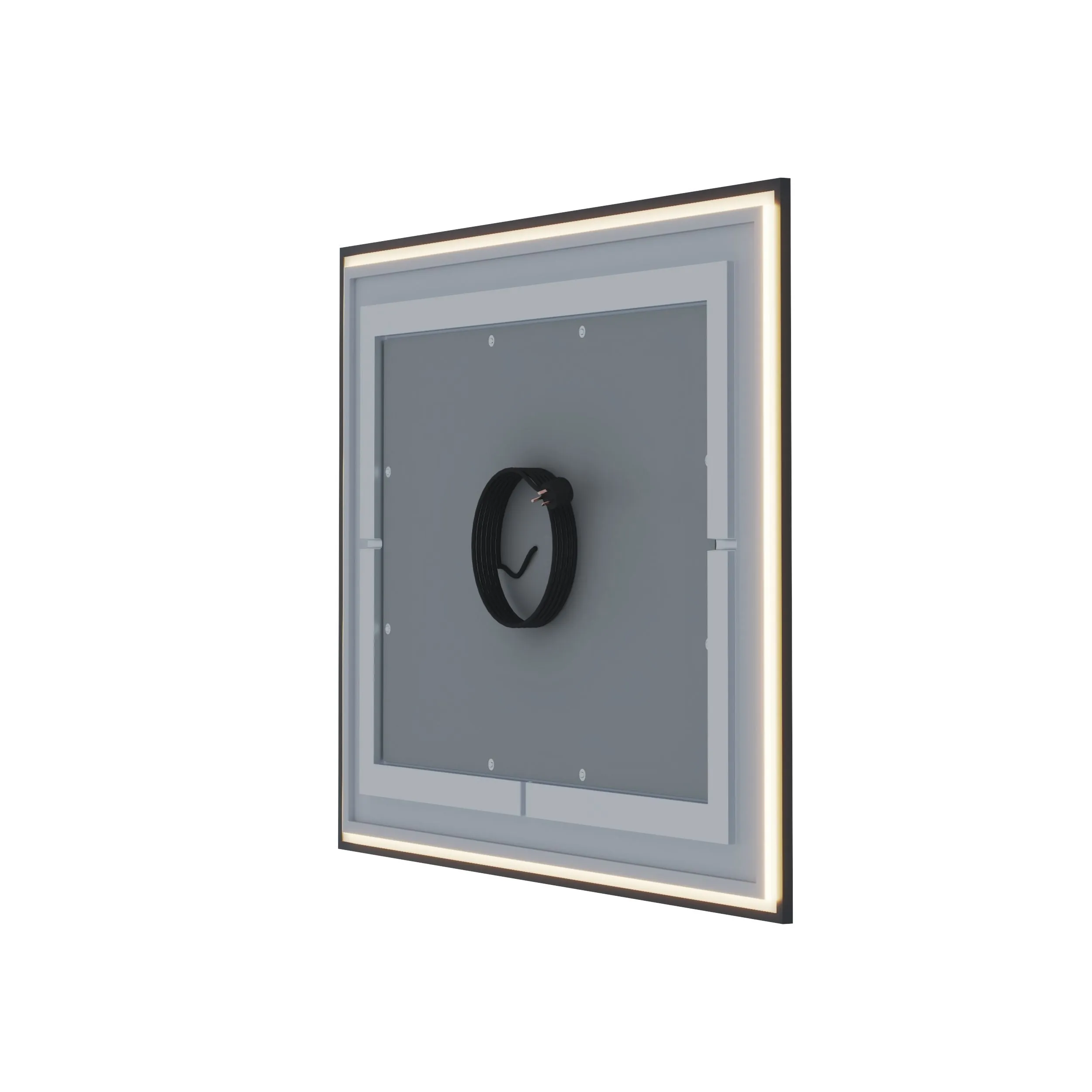 Waterpar® 72 in. W x 32 in. H Rectangular Framed Anti-Fog LED Wall Bathroom Vanity Mirror in Black with Backlit and Front Light