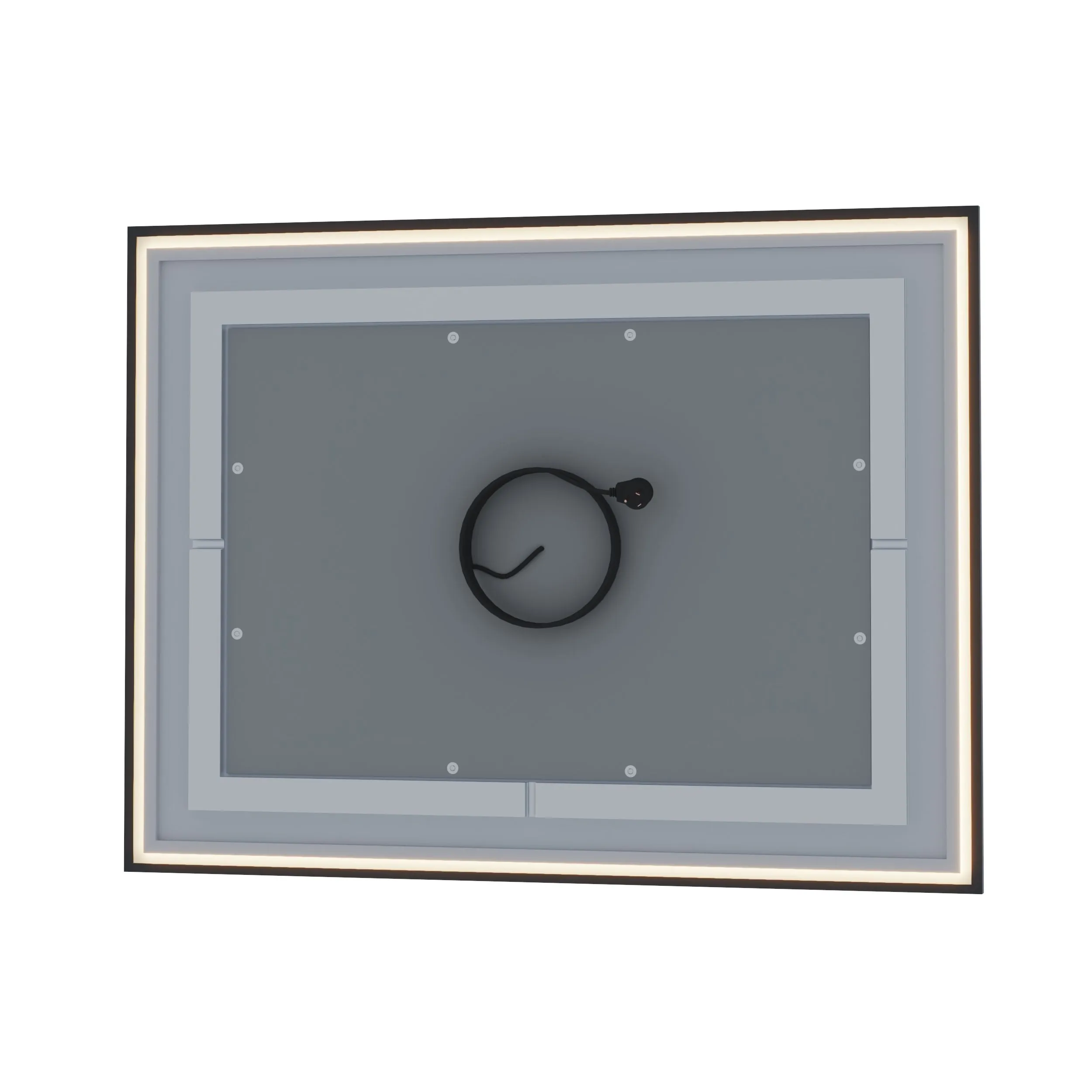 Waterpar® 72 in. W x 32 in. H Rectangular Framed Anti-Fog LED Wall Bathroom Vanity Mirror in Black with Backlit and Front Light
