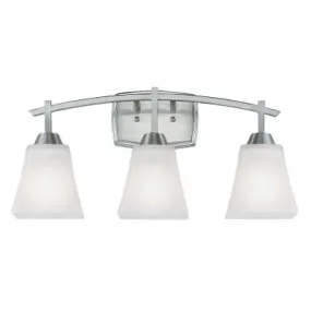 Westinghouse 6573600 Three Light Wall Fixture - Brushed Nickel Finish - Frosted Glass