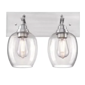 Westinghouse 6574100 Two Light Wall Fixture - Brushed Aluminum Finish - Clear Glass