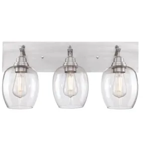 Westinghouse 6574200 Three Light Wall Fixture - Brushed Aluminum Finish - Clear Glass