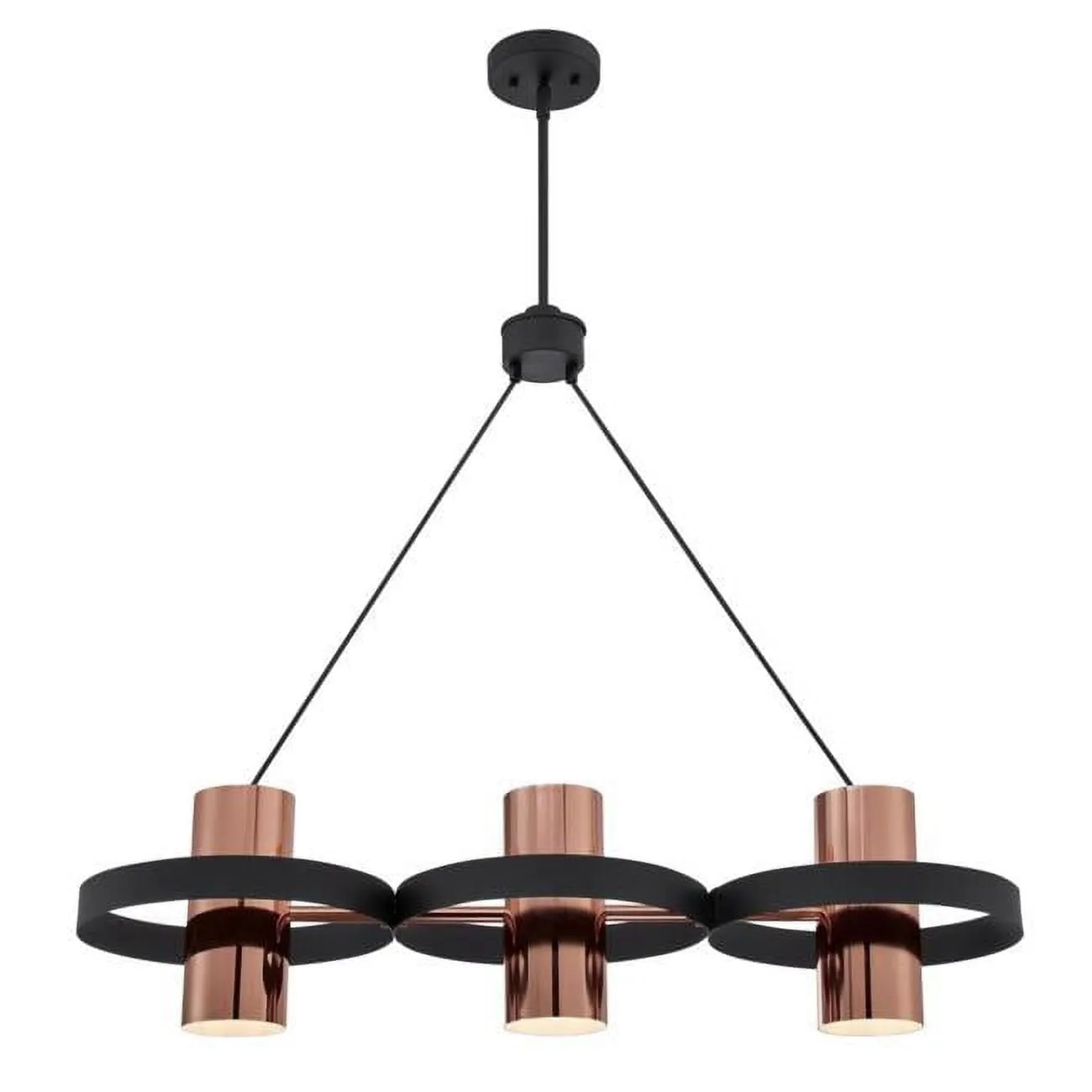 Westinghouse Lighting 6368900 3 Light Chandelier with Copper Shades - Matte Black