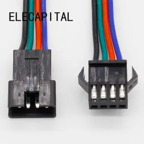 wholesale 10 pairs 4pin JST Connector Male Female Cable for SMD 5050/3528 RGB color LED Strip Wire WS2801 LPD8806 RGB LED Strip