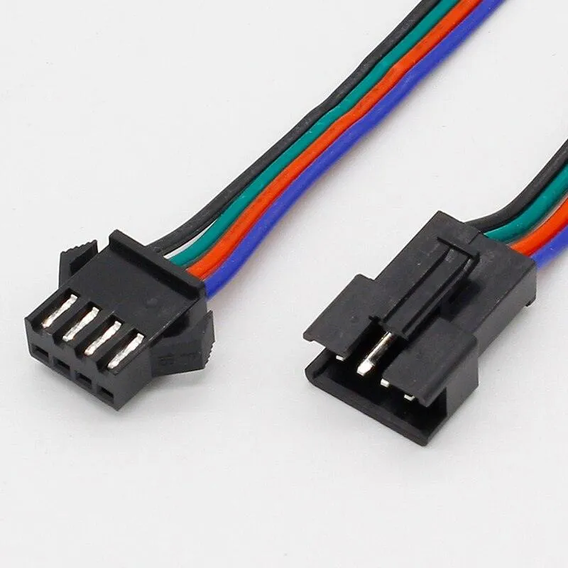 wholesale 10 pairs 4pin JST Connector Male Female Cable for SMD 5050/3528 RGB color LED Strip Wire WS2801 LPD8806 RGB LED Strip