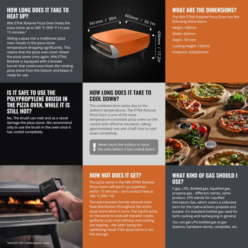 Witt Etna Rotante 16 Inches Pizza Oven with Rotating Turntable Orange