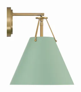 Xavier 1-Light Task Sconce in Vibrant Gold & Green