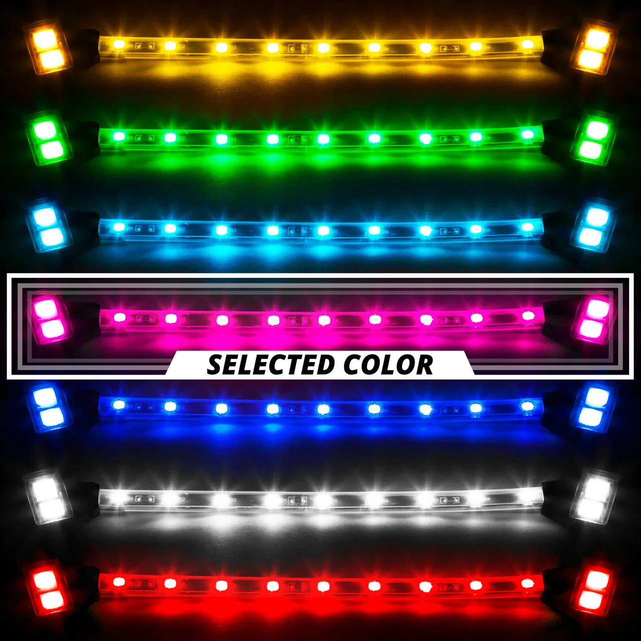 XKGlow Tube Single Color Underglow LED Accent Light Car/ Truck Kit [4pc 8" Strip] Red/ Green/ Blue/ Light Blue/ White/ Amber/ Pink