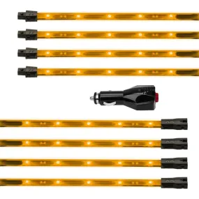 XKGlow Tube Single Color Underglow LED Accent Light Car/ Truck Kit [8pc 24" Strip] Red/ Green/ Blue/ Light Blue/ White/ Amber/ Pink
