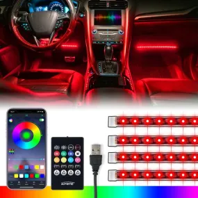 Xprite 4PC Celestial Series Bluetooth and Remote Control RGB LED Interior Car Light Set (USB Powered) DL-IL-G3