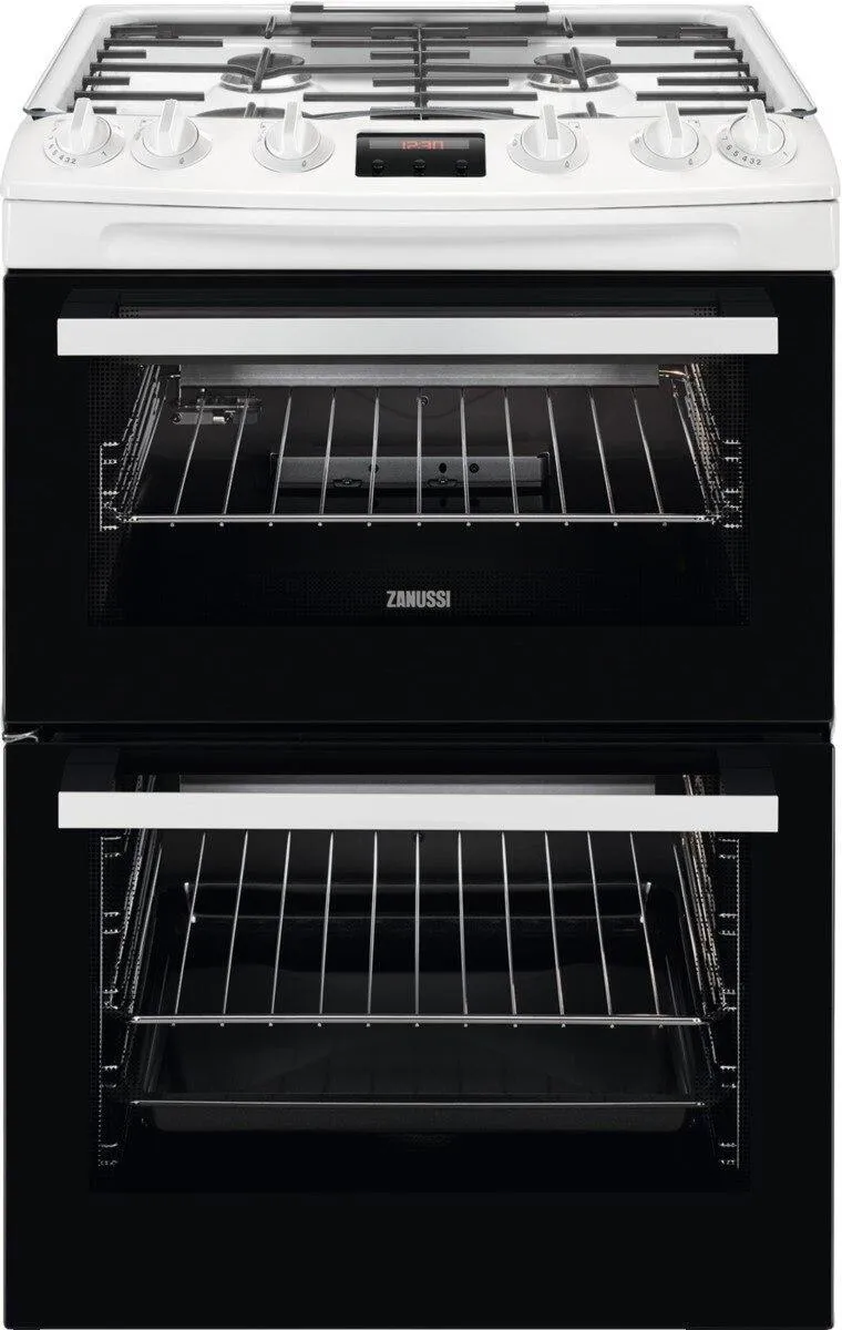Zanussi ZCG63260WE 60cm Double Oven Gas Cooker with Electric Grill - White