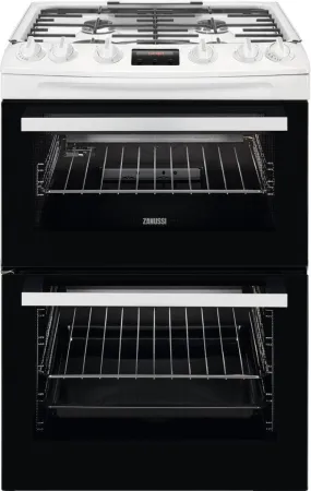Zanussi ZCG63260WE 60cm Double Oven Gas Cooker with Electric Grill - White