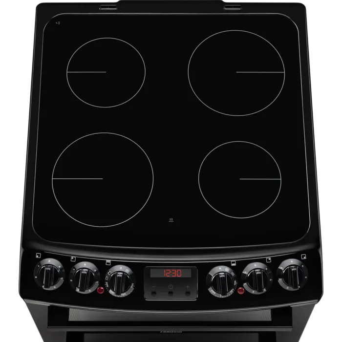 Zanussi ZCV46250BA Ceramic Electric Cooker with Double Oven Black