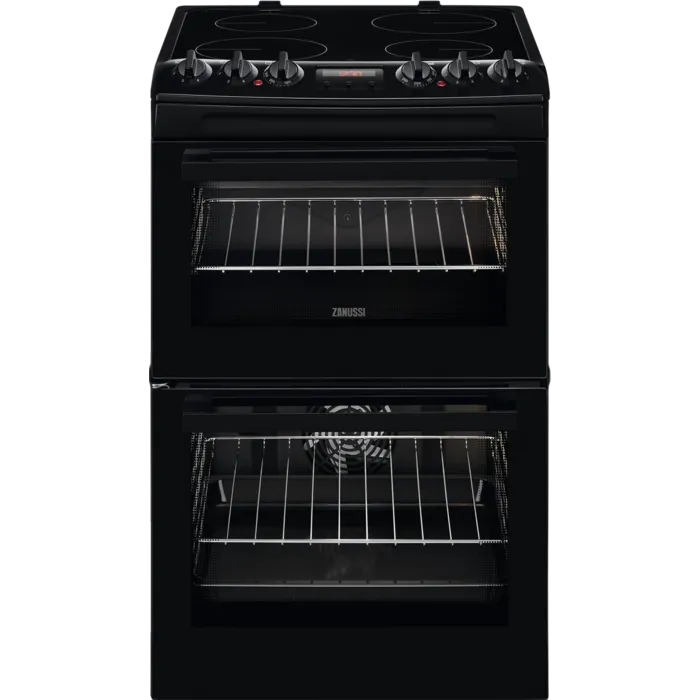 Zanussi ZCV46250BA Ceramic Electric Cooker with Double Oven Black