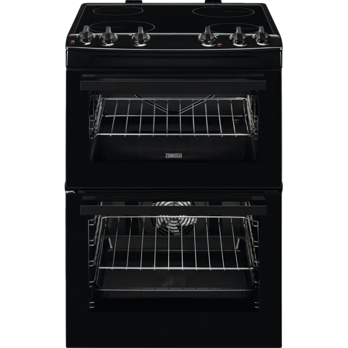 Zanussi ZCV66050BA Ceramic Electric Cooker with Double Oven Black