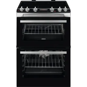 Zanussi ZCV66078XA Double Oven Cooker with Ceramic Hob - Stainless Steel
