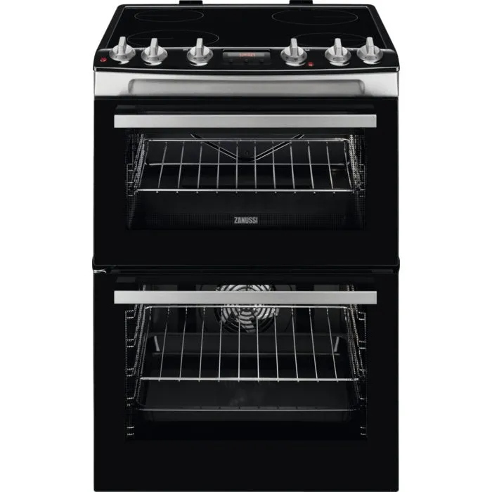 Zanussi ZCV66078XA Double Oven Cooker with Ceramic Hob - Stainless Steel