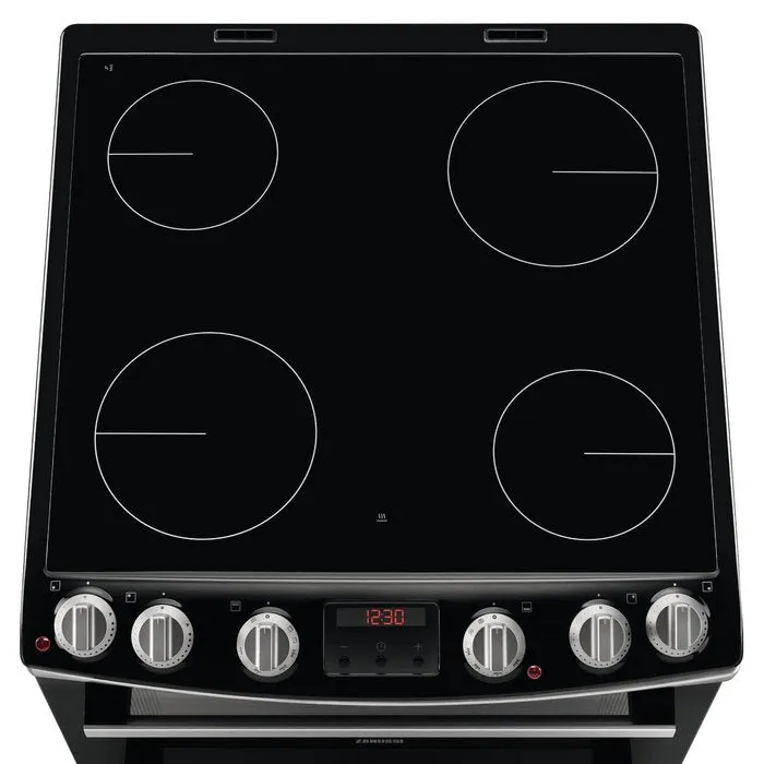 Zanussi ZCV66078XA Double Oven Cooker with Ceramic Hob - Stainless Steel